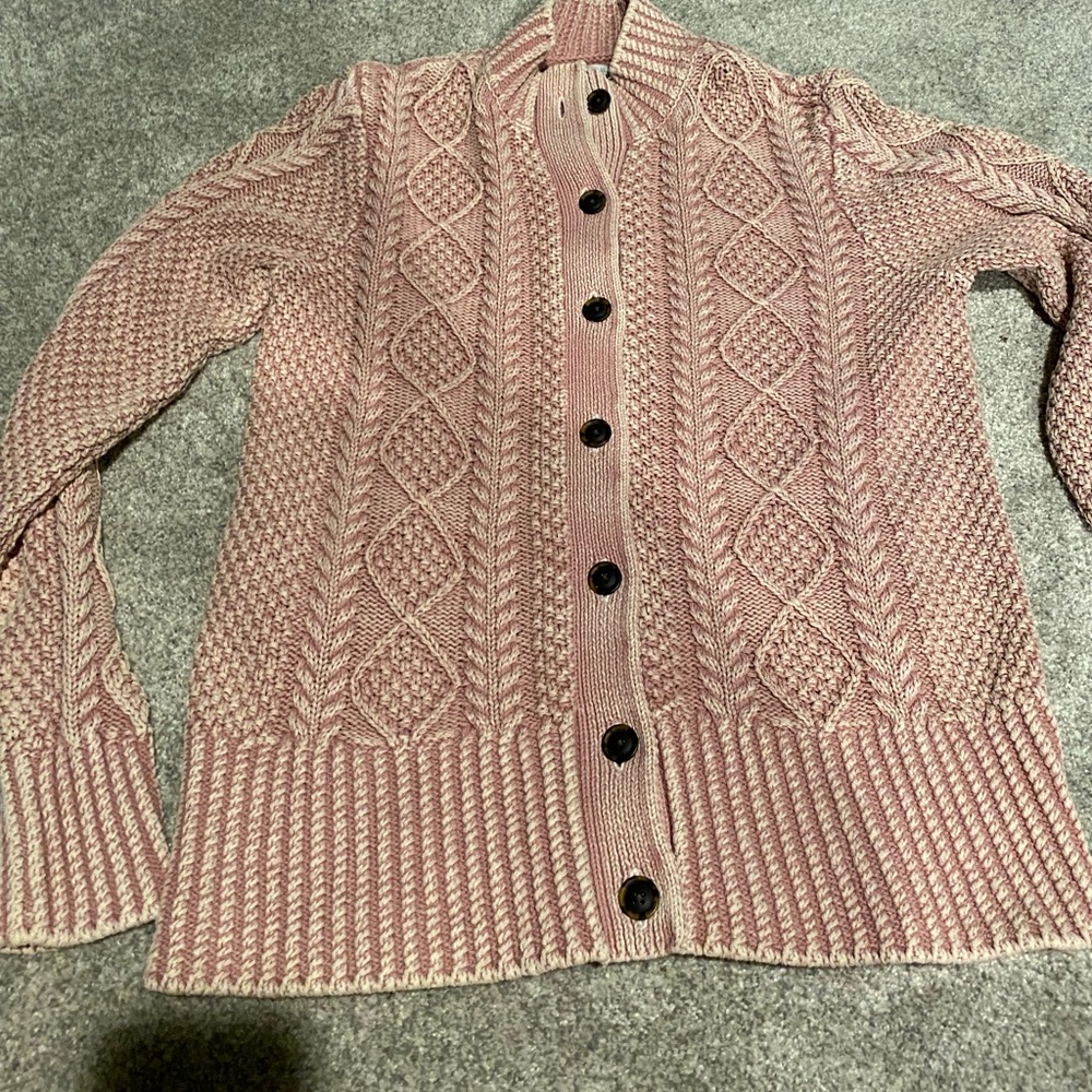 Pink LL bean cardigan, womens large